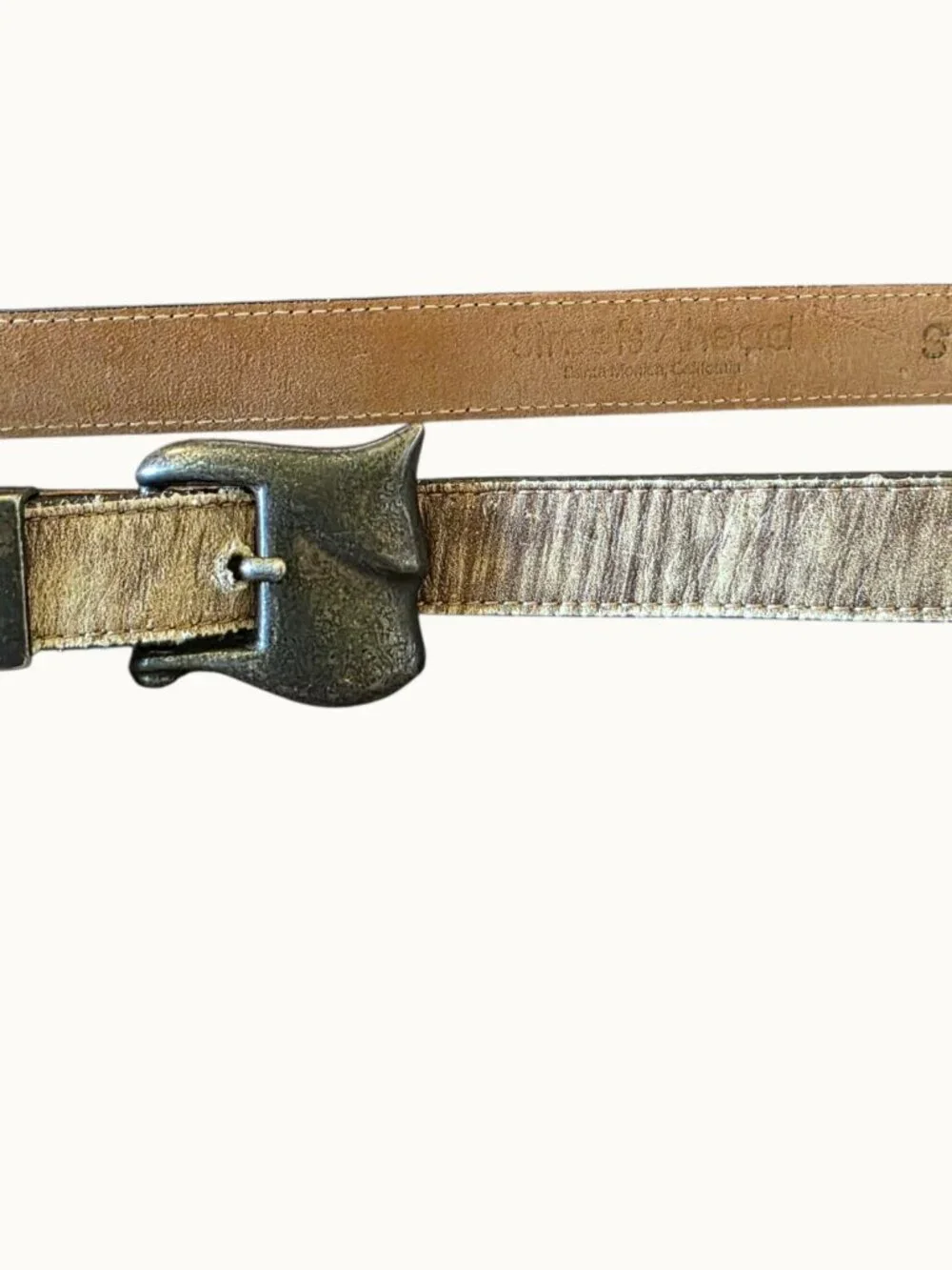 Streets Ahead Belt S Leather Distressed Boho Western Buckle Santa Monica USA
